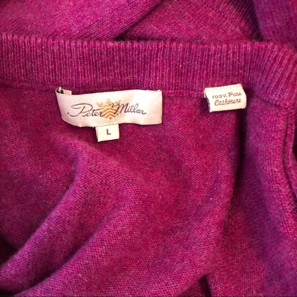 Peter Millar 100% Cashmere Argyle V-neck Sweater L - Picture 3 of 4